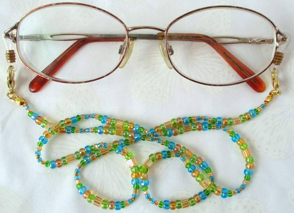 Yellow Multicolor Beaded Eyeglass Chain - Juicybeads Jewelry