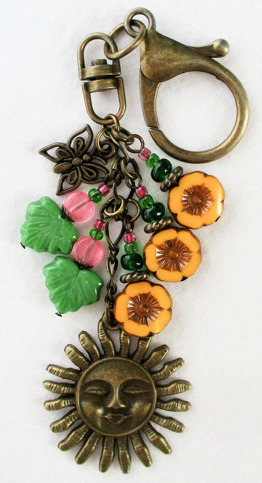 Yellow Flowers Beaded Purse Charm - Juicybeads Jewelry