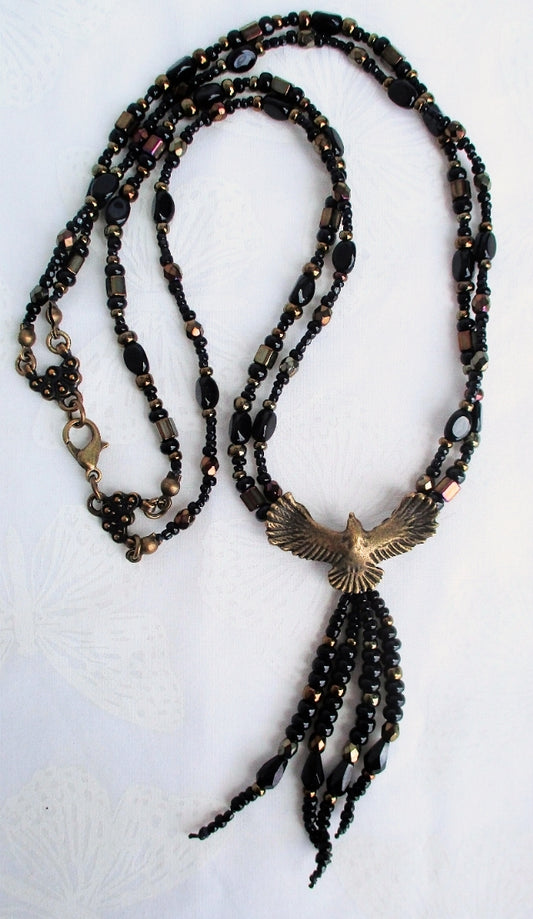 Black Beaded Crow Necklace Set - Juicybeads Jewelry