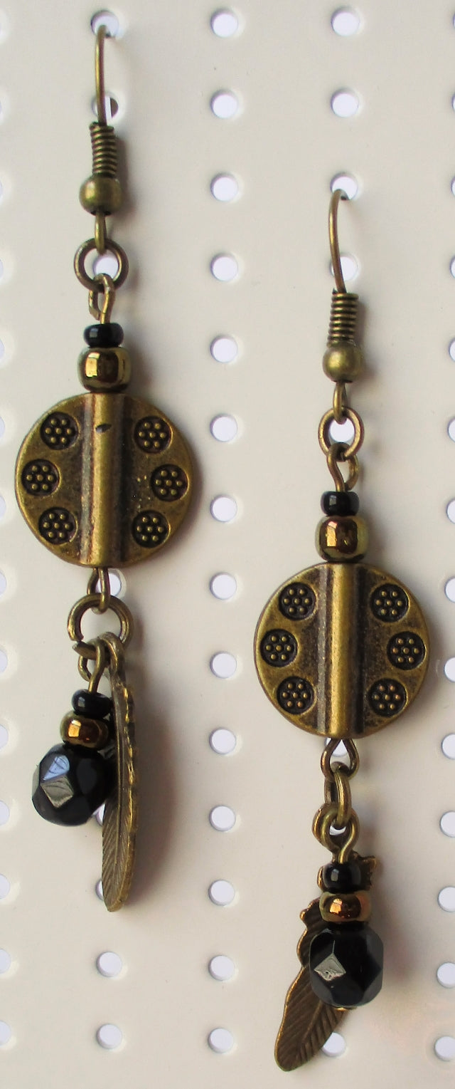black beaded feather drop earrings juicybeads jewelry