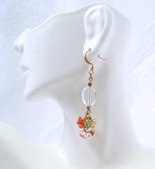 mixed stone cluster drop earrings - Juicybeads Jewelry