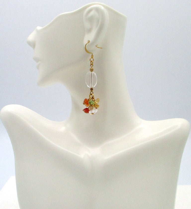 mixed stone cluster drop earrings - Juicybeads Jewelry