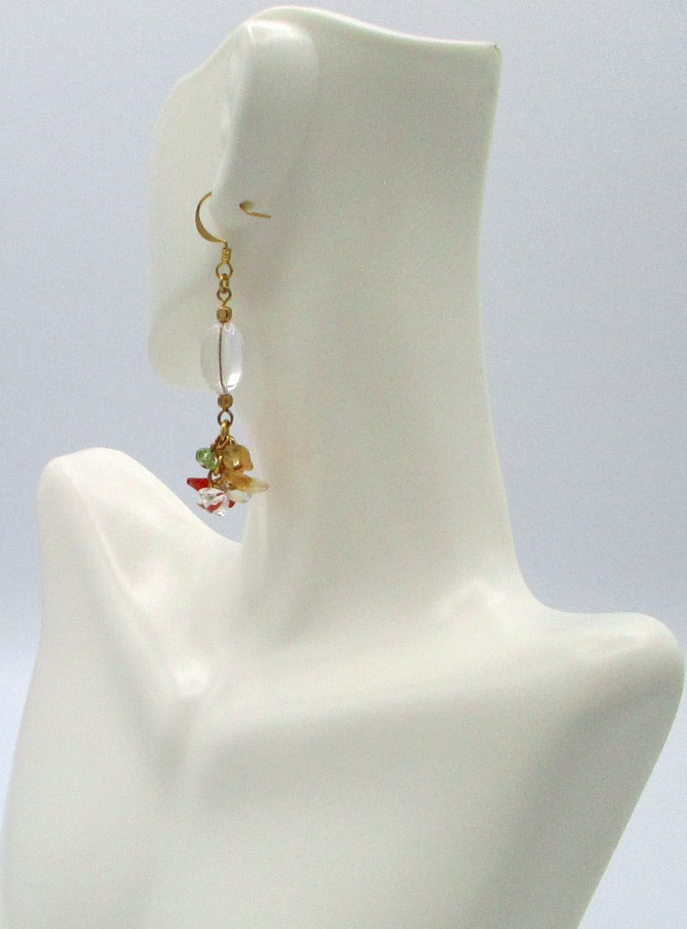 mixed stone cluster drop earrings - Juicybeads Jewelry