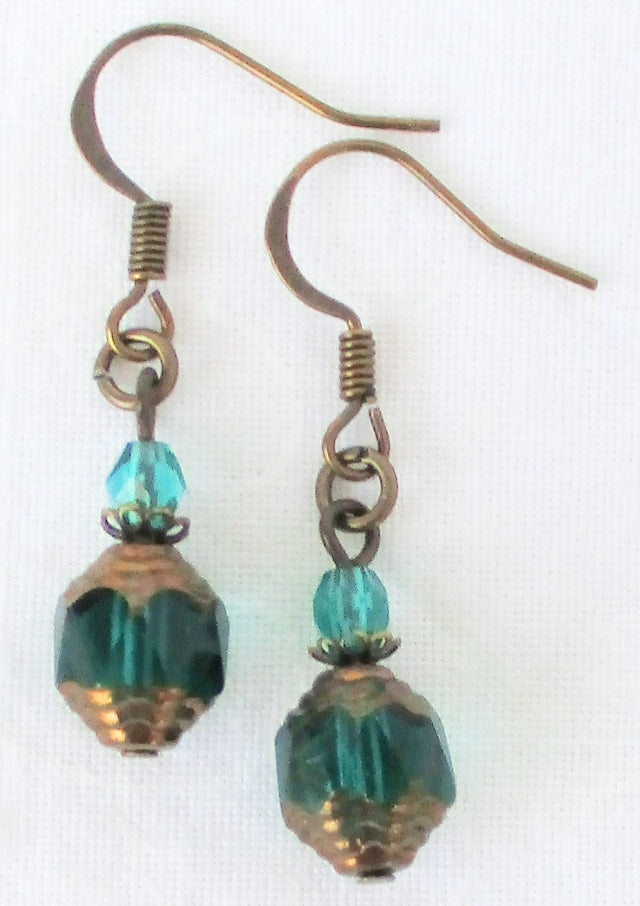 teal green beaded drop earrings - juicybeads jewelry