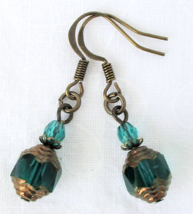 teal green beaded drop earrings - juicybeads jewelry