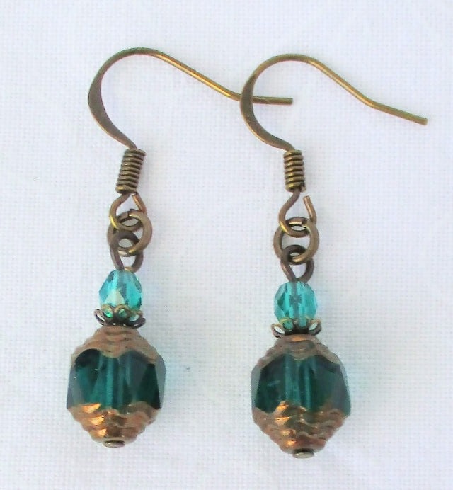 teal green beaded drop earrings - juicybeads jewelry