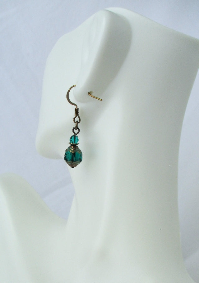 teal green beaded drop earrings - juicybeads jewelry