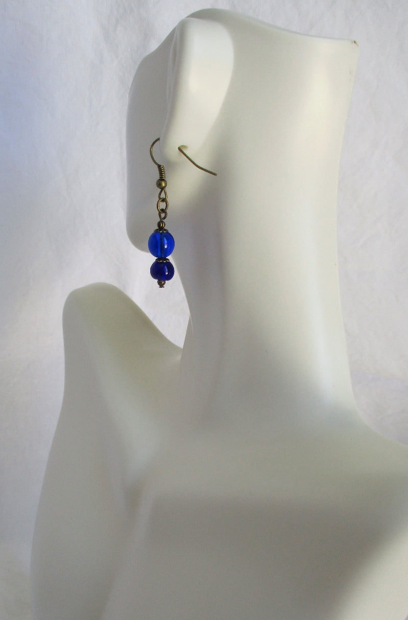 Beaded dark blue drop earrings Juicybeads Jewelry