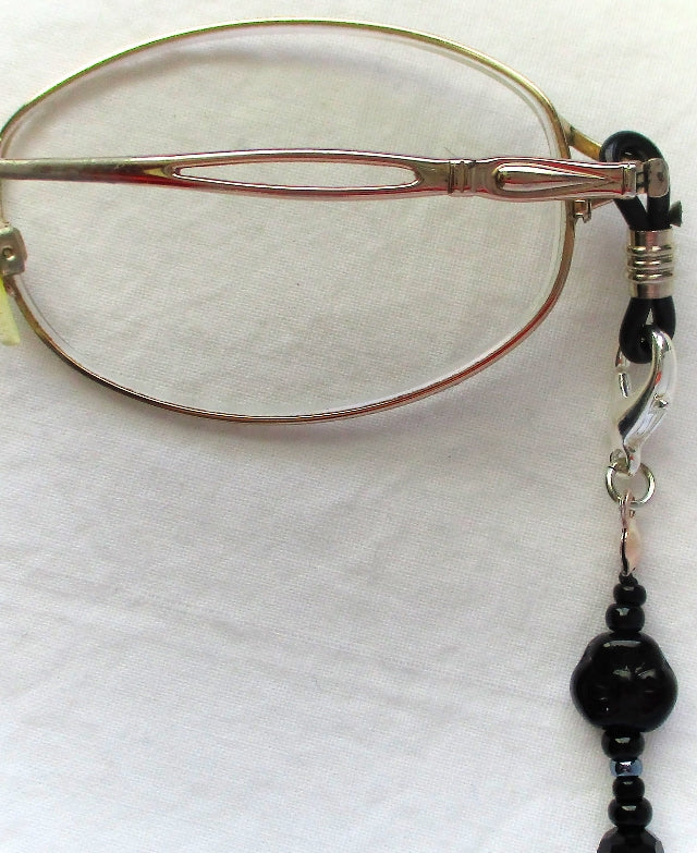 Black Flower Beaded Eyeglass Chain - Juicybeads Jewelry