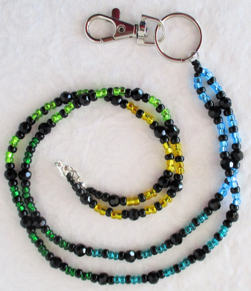 Black multicolor beaded lanyard Juicybeads Jewelry