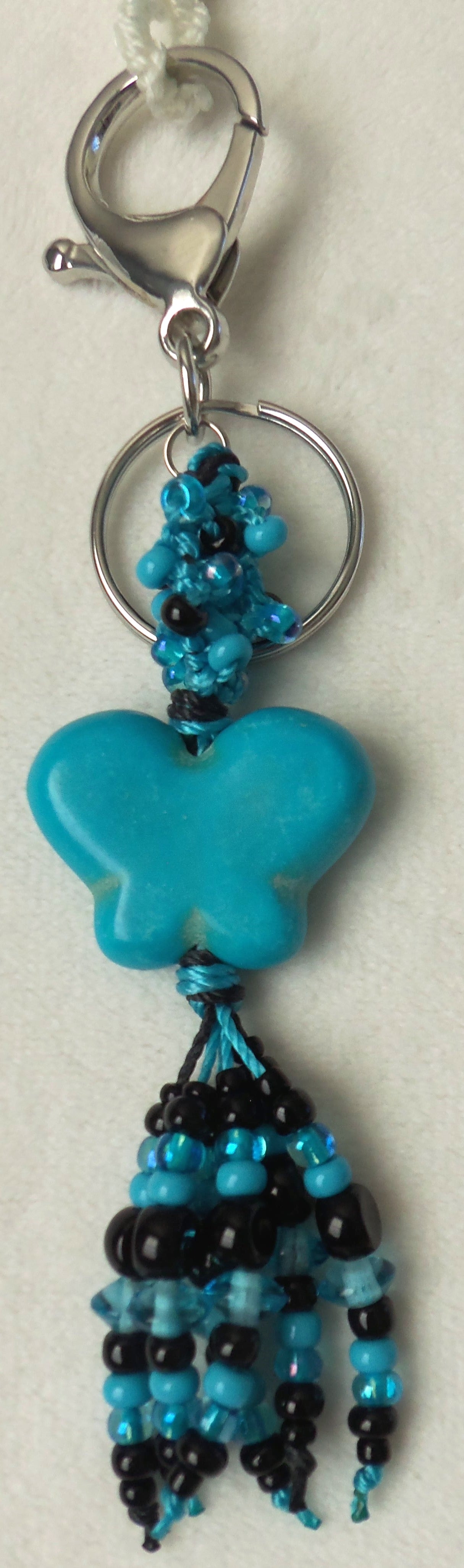 Black & Blue Butterfly Beaded Clip-On Keychain - Juicybeads Jewelry