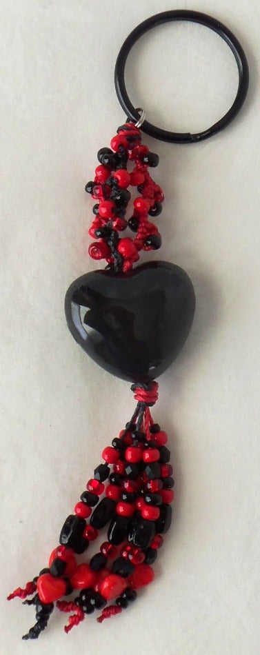 Black & Red Beaded Keychain - Juicybeads Jewelry