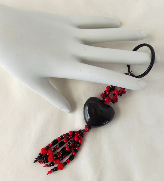 Black & Red Beaded Keychain - Juicybeads Jewelry