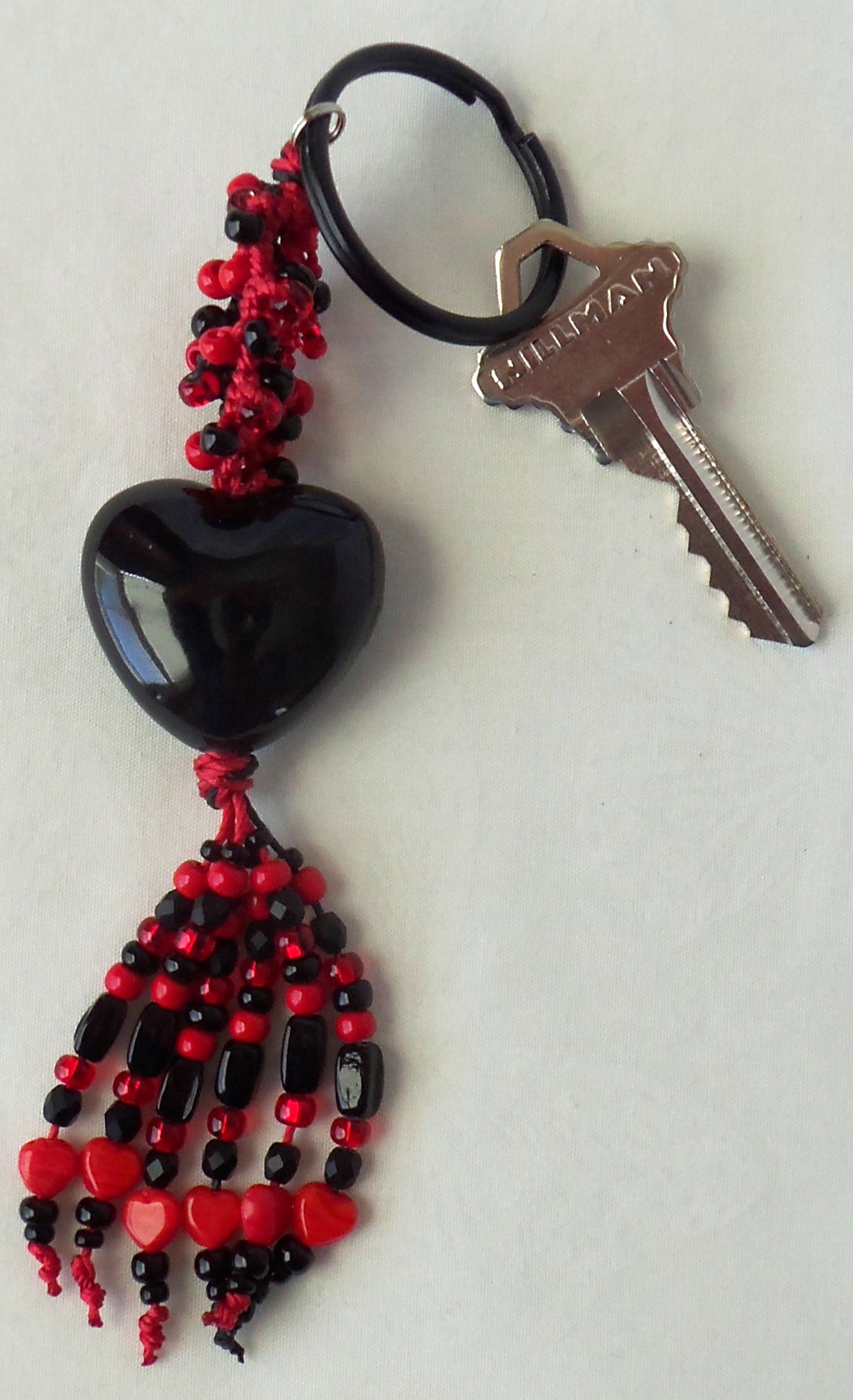 Black & Red Beaded Keychain - Juicybeads Jewelry