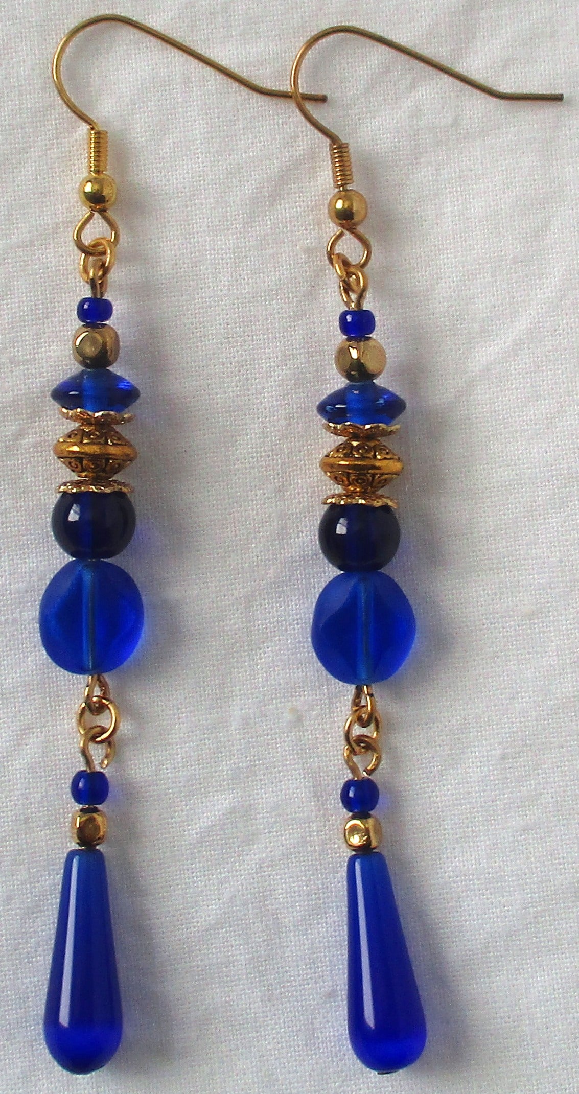 Blue Beaded Long Drop Earrings - Juicybeads Jewelry