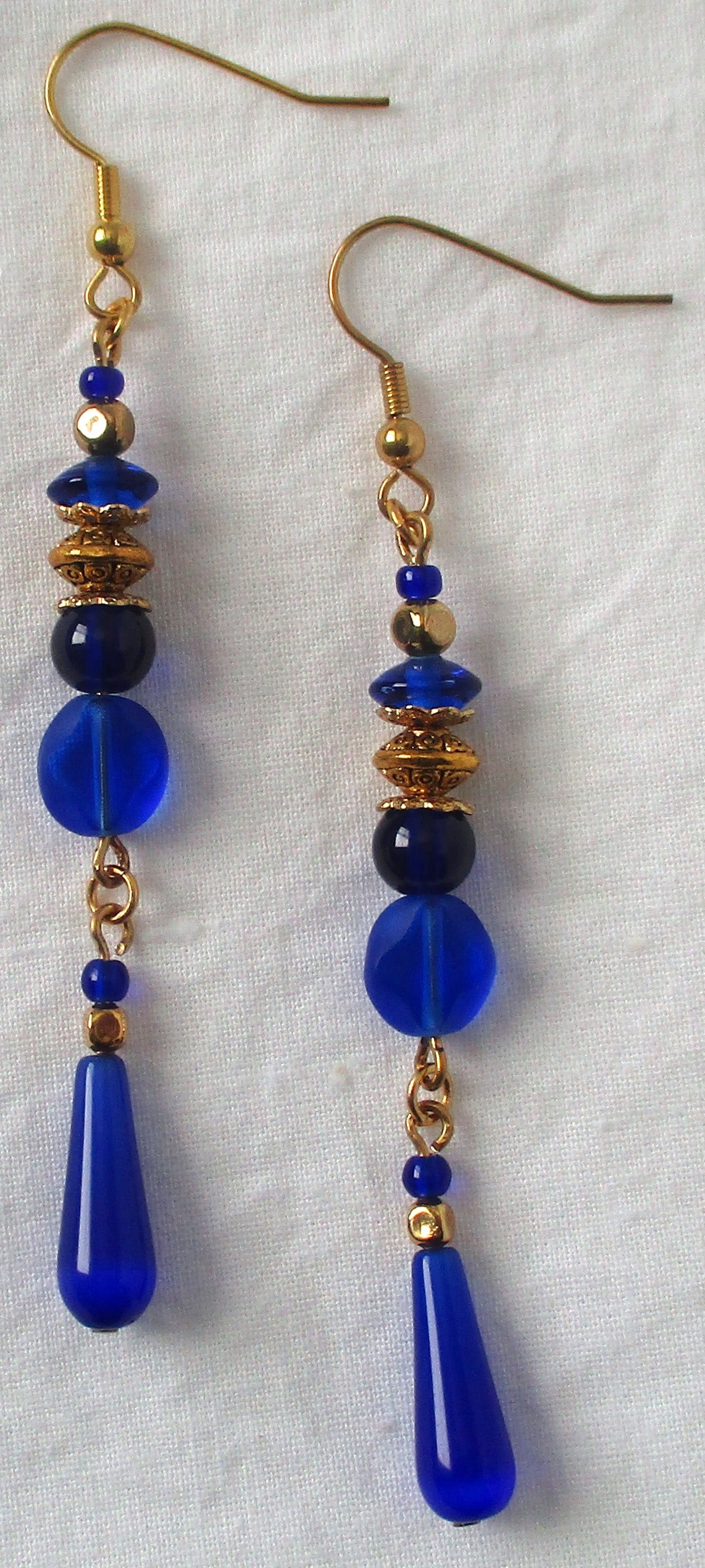 Blue Beaded Long Drop Earrings - Juicybeads Jewelry
