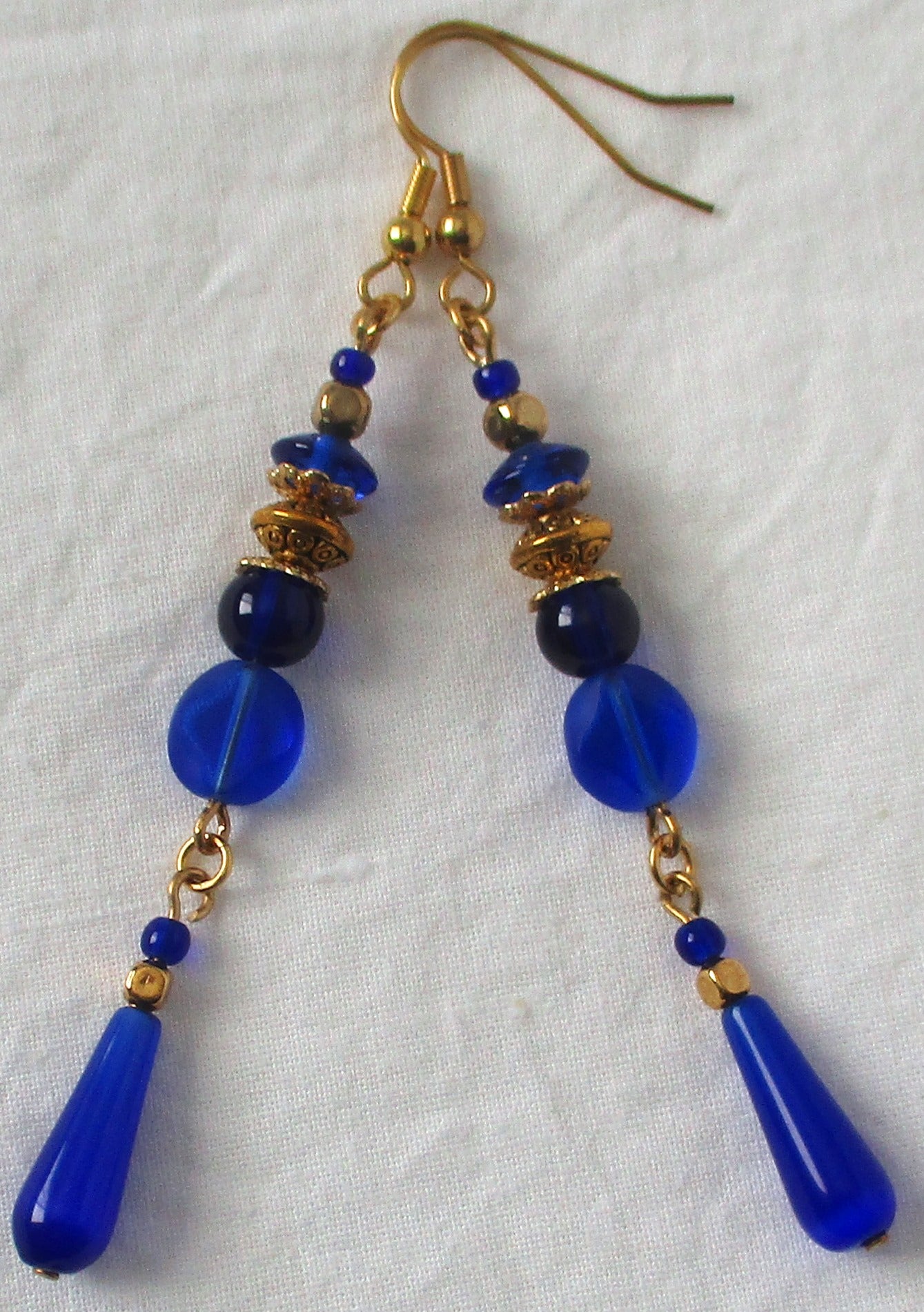 Blue Beaded Long Drop Earrings - Juicybeads Jewelry