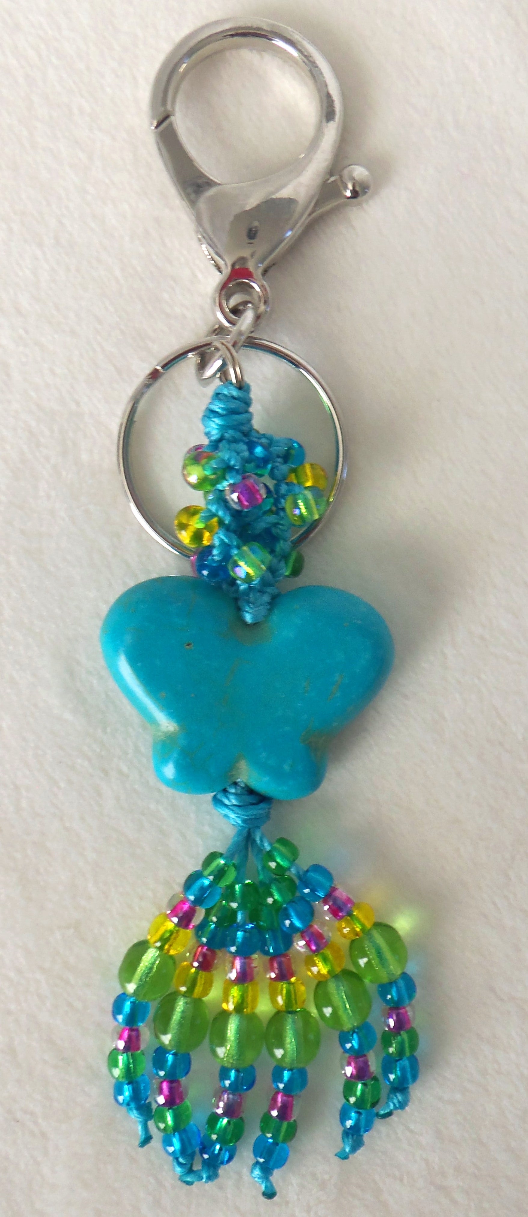 Blue Butterfly Beaded Clip-On Keychain - Juicybeads Jewelry