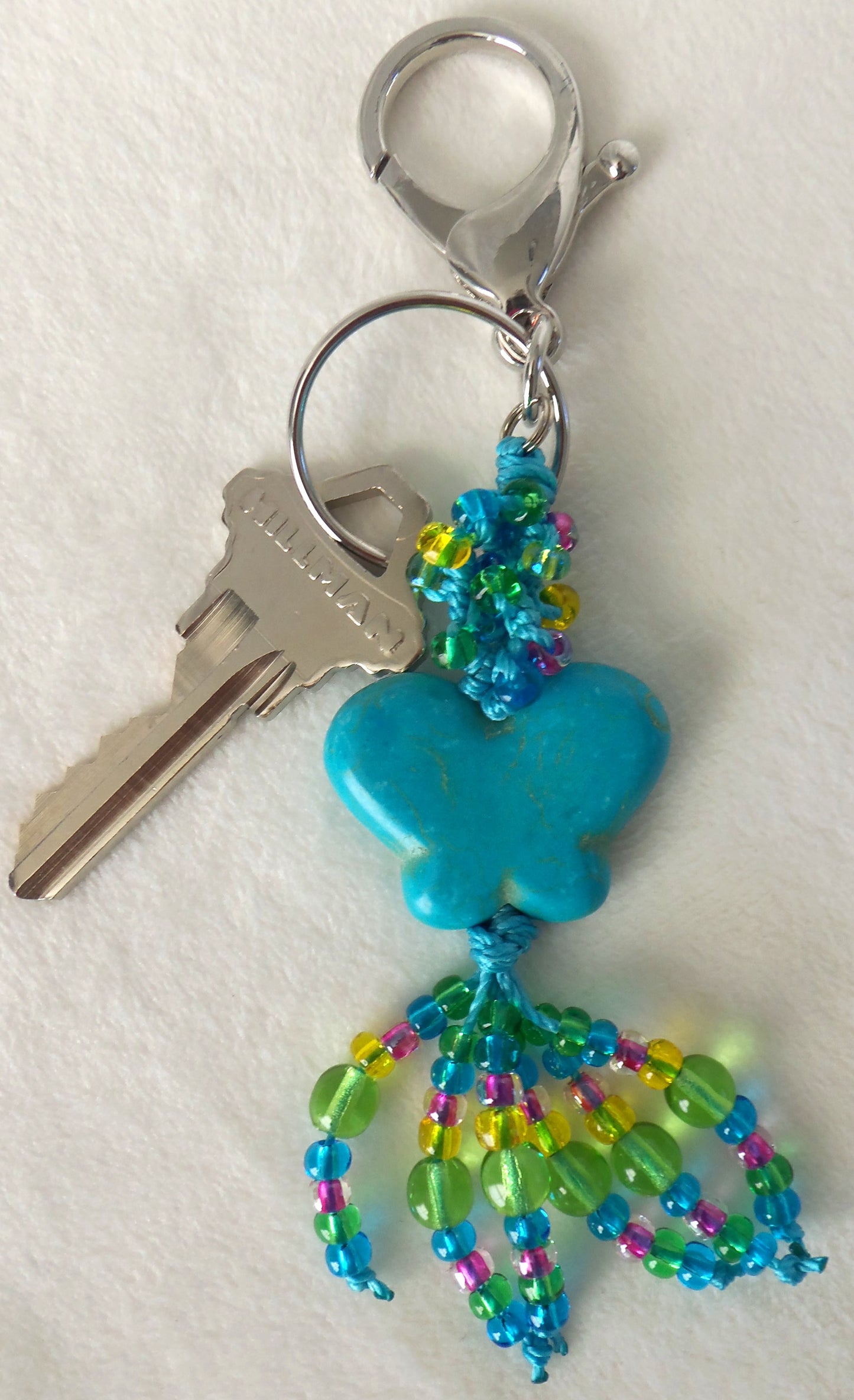 Blue Butterfly Beaded Clip-On Keychain - Juicybeads Jewelry