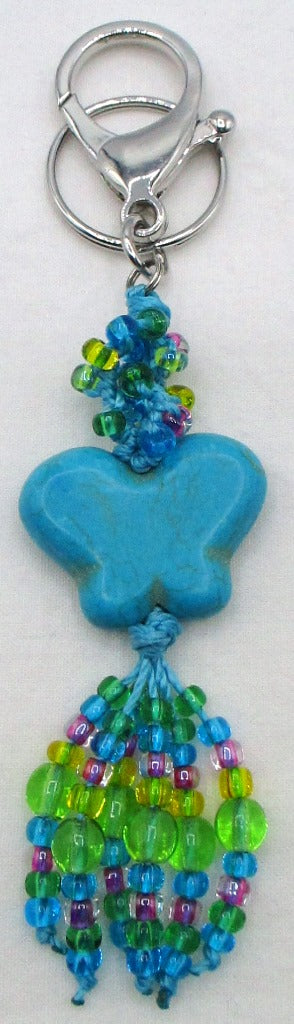 Blue Butterfly Beaded Clip-On Keychain - Juicybeads Jewelry