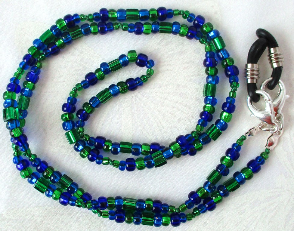 Blue Green Beaded Eyeglass Chain - Juicybeads Jewelry