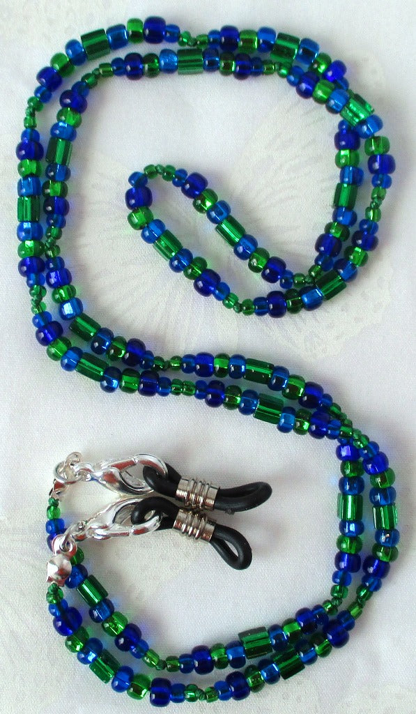 Blue Green Beaded Eyeglass Chain - Juicybeads Jewelry