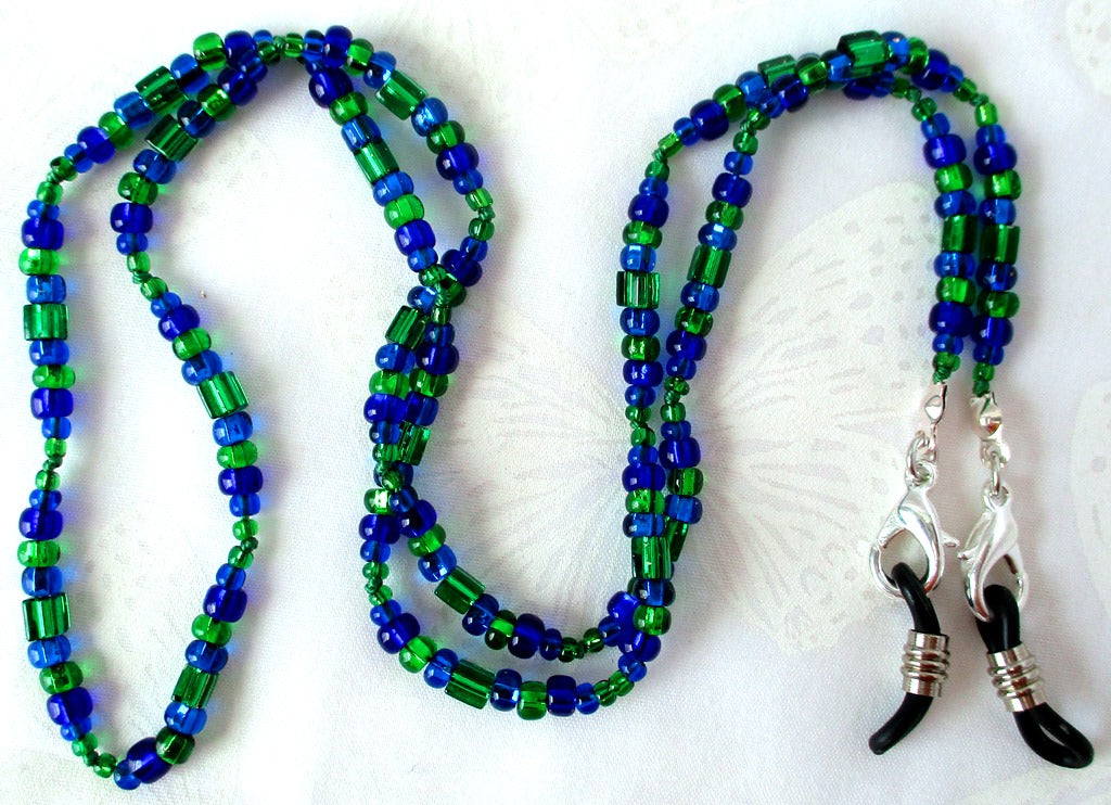 Blue Green Beaded Eyeglass Chain - Juicybeads Jewelry