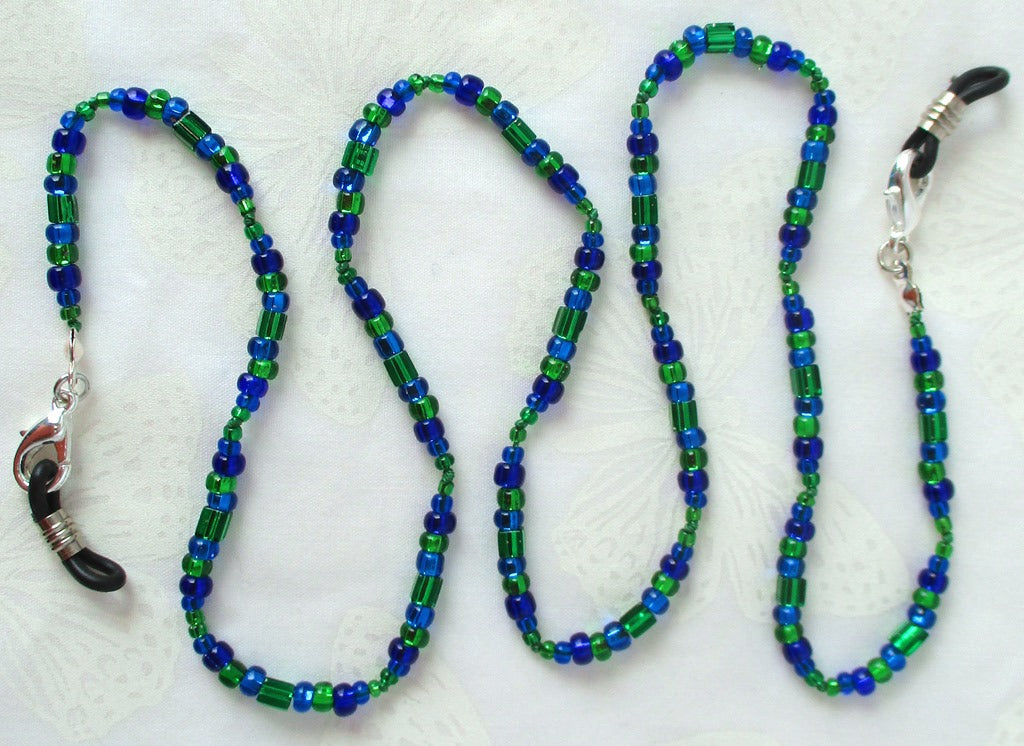 Blue Green Beaded Eyeglass Chain - Juicybeads Jewelry