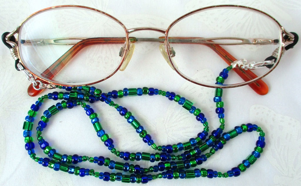 Blue Green Beaded Eyeglass Chain - Juicybeads Jewelry