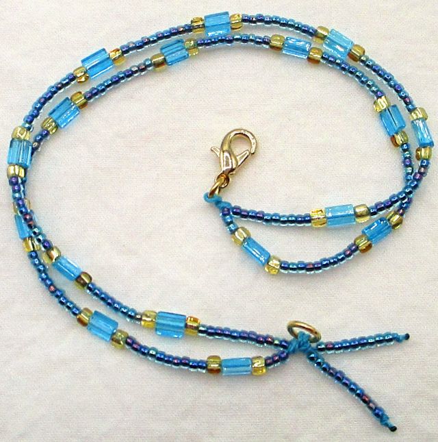 Blue & Yellow Beaded Anklet - Juicybeads Jewelry