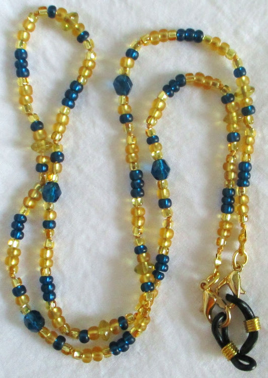 Blue Yellow Beaded Eyeglass Chain - Juicybeads Jewelry