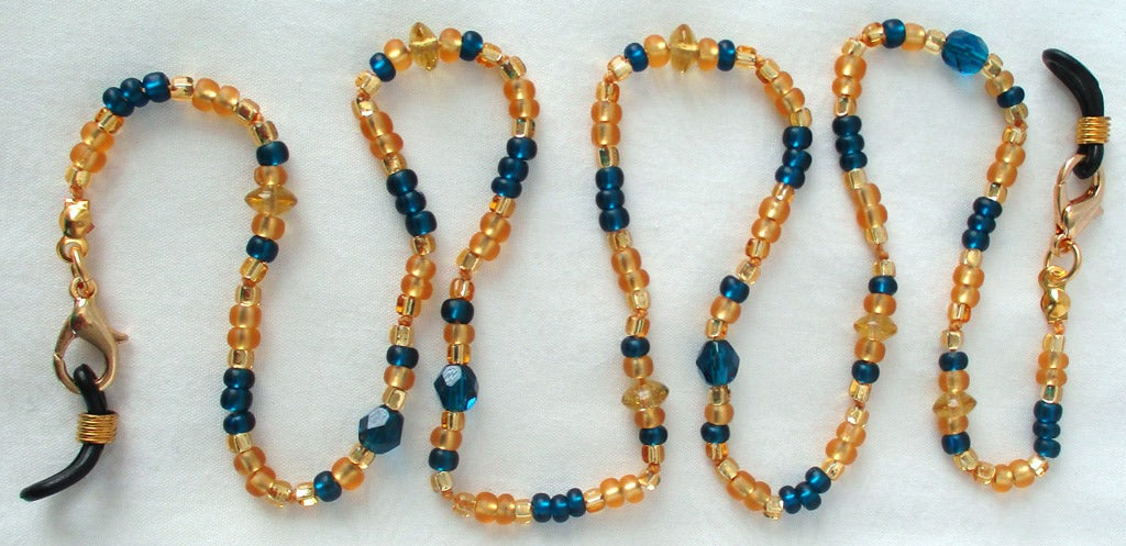 Blue Yellow Beaded Eyeglass Chain - Juicybeads Jewelry
