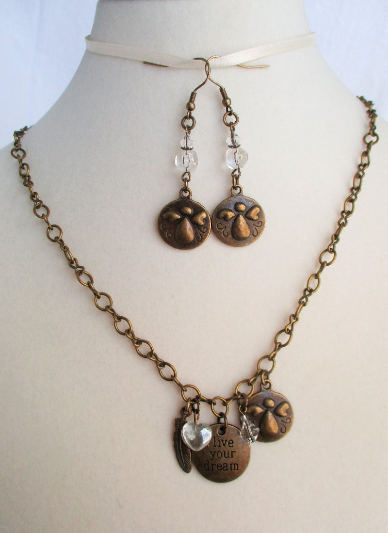 Brass Angel Charm Necklace - Juicybeads Jewelry