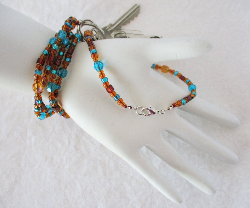 Brown Green Beaded Lanyard - Juicybeads Jewelry