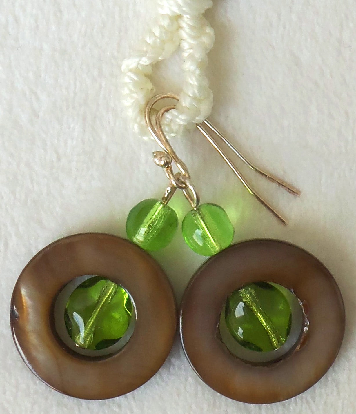 Brown Mother of Pearl Drop Earrings - Juicybeads Jewelry