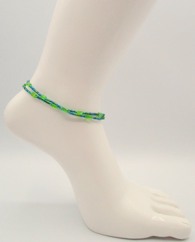 Green Beaded Anklet - Juicybeads Jewelry