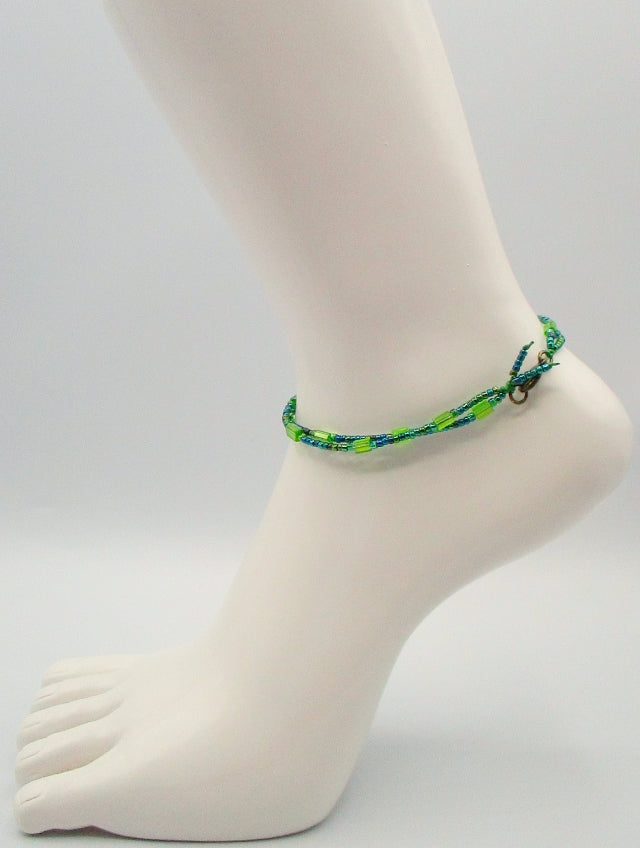 Green Beaded Anklet - Juicybeads Jewelry