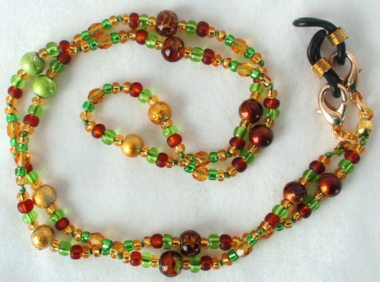 Green Brown Beaded Eyeglass Chain - Juicybeads Jewelry