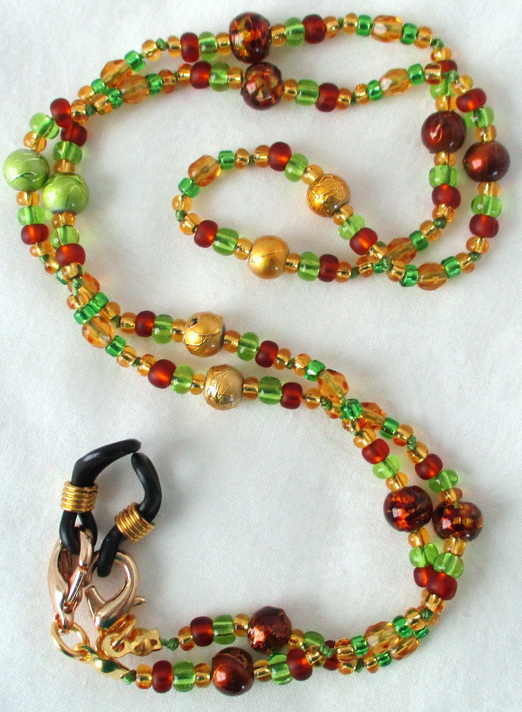 Green Brown Beaded Eyeglass Chain - Juicybeads Jewelry