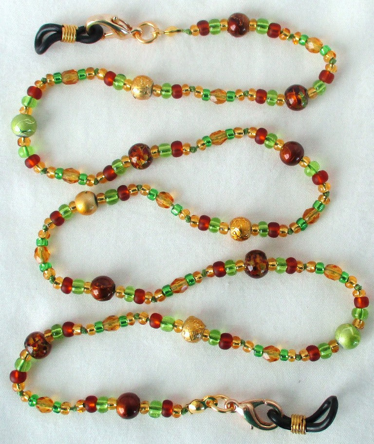 Green Brown Beaded Eyeglass Chain - Juicybeads Jewelry