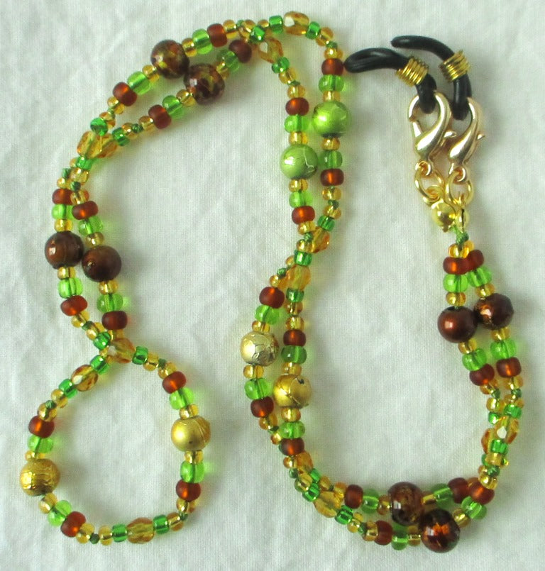 Green & Brown Beaded Eyeglass Chain - Juicybeads Jewelry