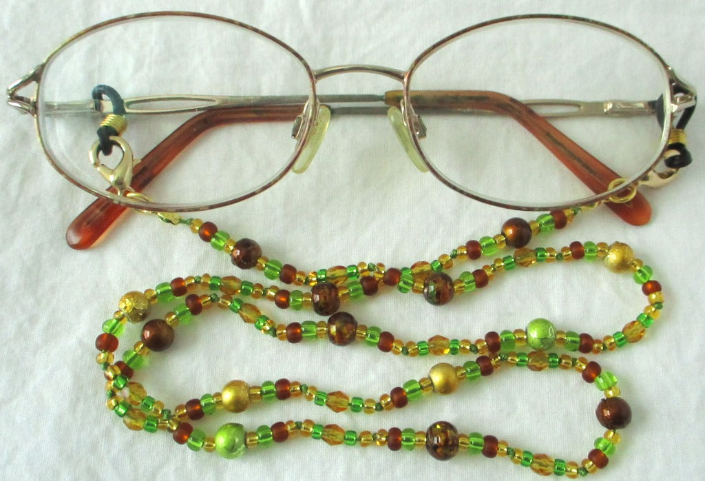 Green Brown Beaded Eyeglass Chain - Juicybeads Jewelry