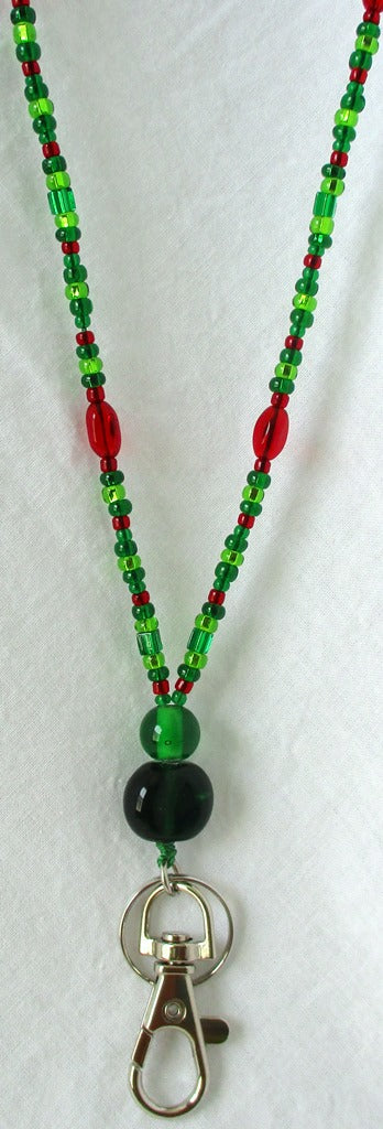 Green & Red Beaded Lanyard - Juicybeads Jewelry
