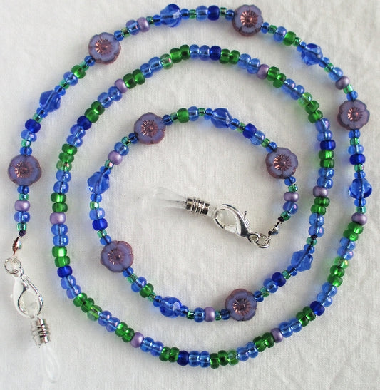 Lavender Flower Beaded Eyeglass Chain - Juicybeads Jewelry