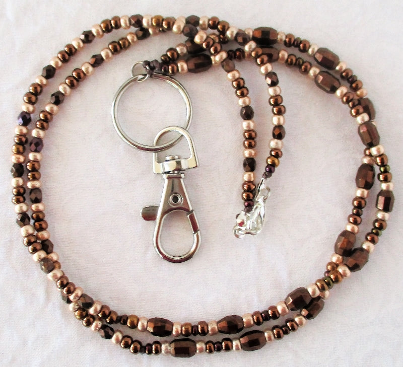 Metallic Brown Beaded Lanyard - Juicybeads Jewelry