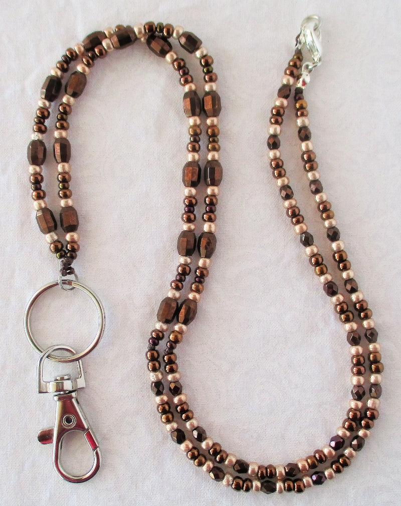 Metallic Brown Beaded Lanyard - Juicybeads Jewelry