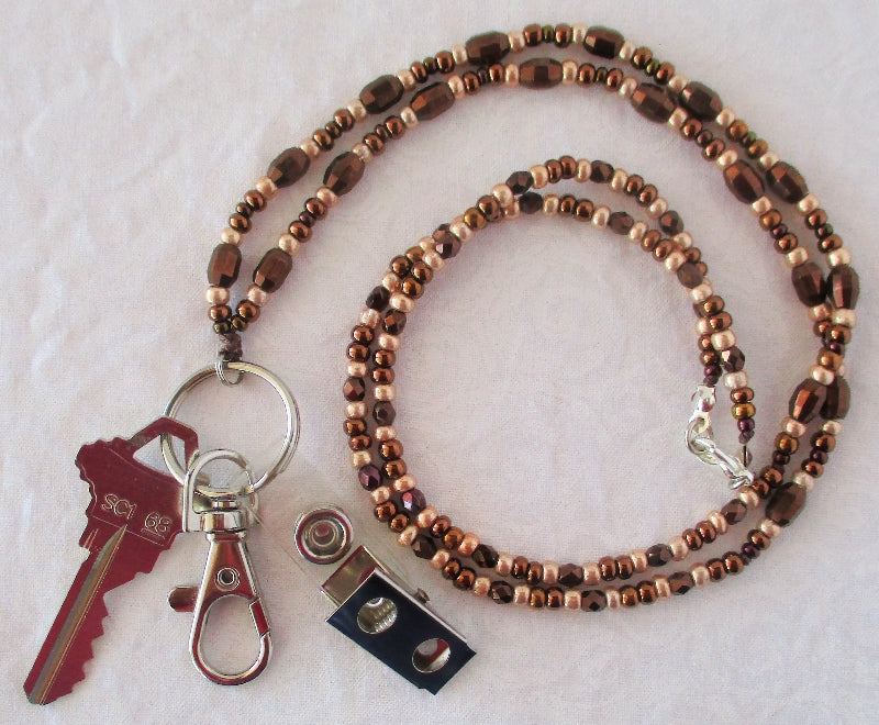 Metallic Brown Beaded Lanyard - Juicybeads Jewelry