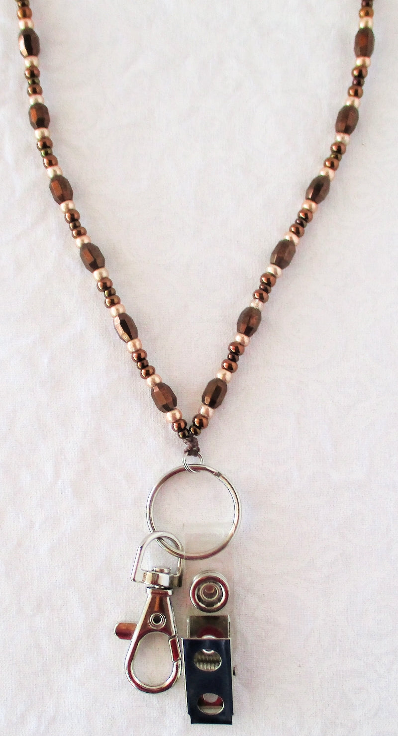 Metallic Brown Beaded Lanyard - Juicybeads Jewelry