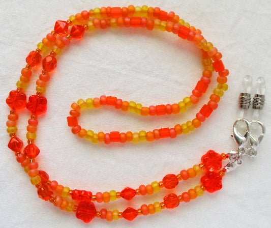 Orange Flower Beaded Eyeglass Chain - Juicybeads Jewelry