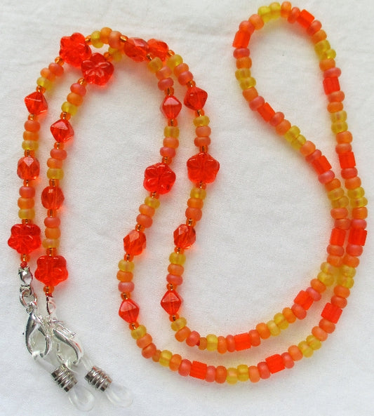 Orange Flower Beaded Eyeglass Chain - Juicybeads Jewelry